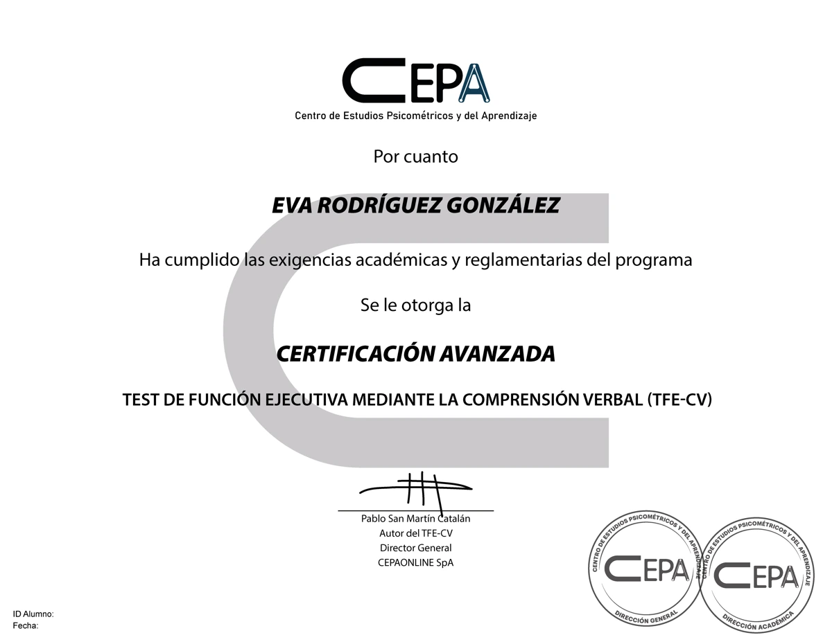Diploma de certificación avanzada TFE-CV